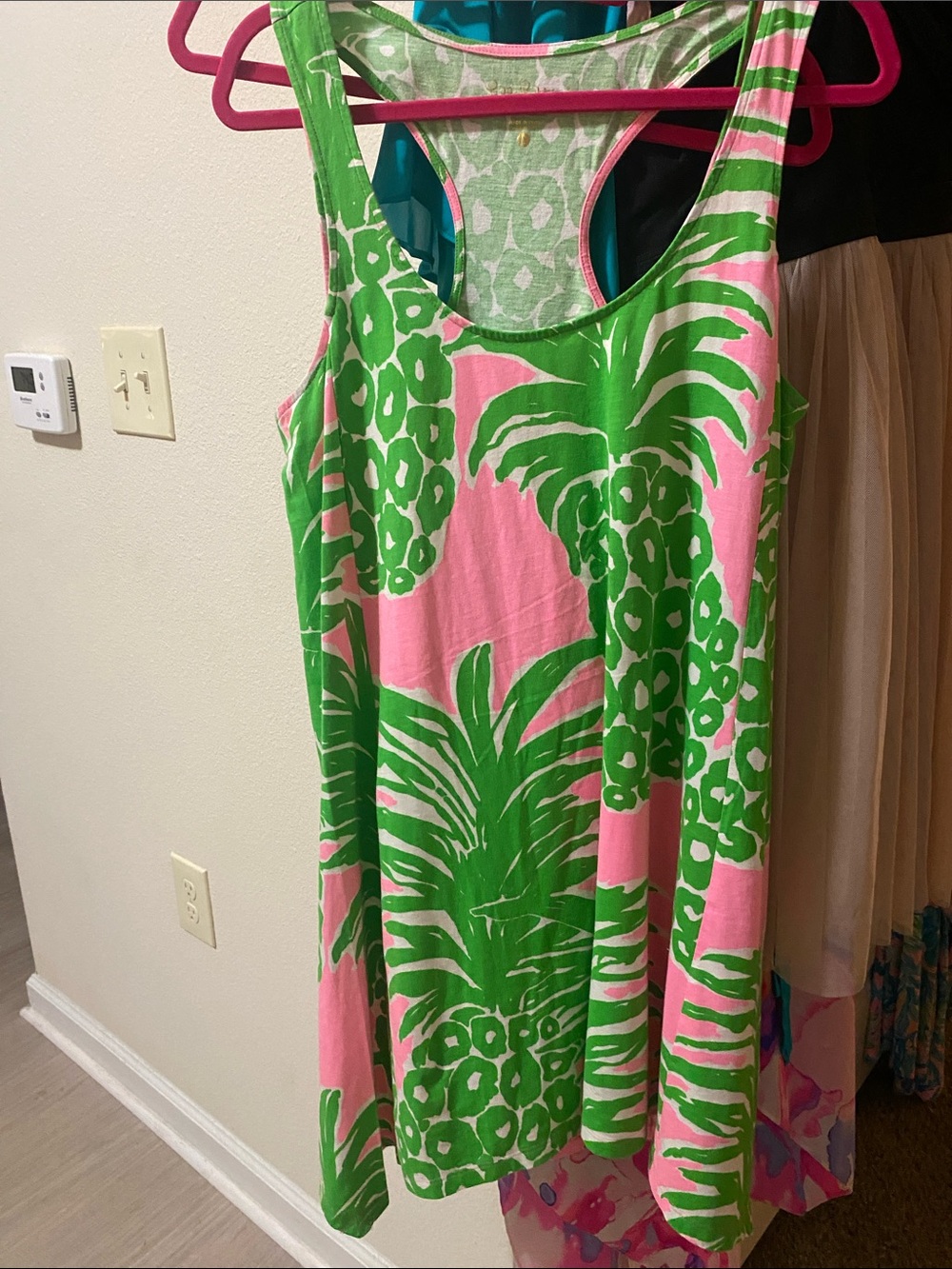 Lilly Pulitzer Pink Dress with Green Pineapple Print